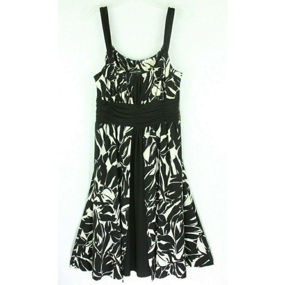 Jones NY Dress Size 10 Floral Print NEW Black Whit